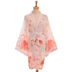 Wanita Gaya Jepang Kimono Yukata Bathrobe dengan Pinggang-Intl