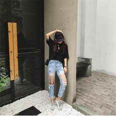 Women's Loose Plus Large Size Ripped Jeans Lady's Boyfriend Jeans for Women Female Casual Hole Denim Pants Pencil - intl