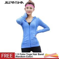 Wanita Jaket Lari Kaus Yoga Lengan Panjang Gym Pengetat Fitness Tops Cepat Kering Bernapas Baju Luar untuk Olahraga-Intl