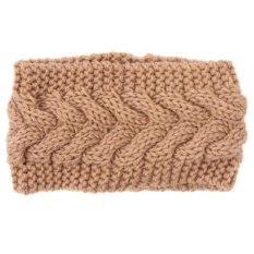 Wanita Seamless Elastis Headband Wol Crochet Yoga Sorban Headwrap untuk Olahraga & Penggunaan Harian (CAMEL)-Intl
