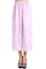 Wanita Seksi Warna Solid Pinggang Elastis Chiffon Maksi Berlipit Rok 4 Warna-Intl