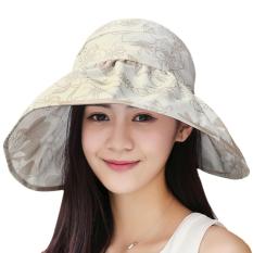 Wanita Shapeable Pinggiran Luas Flora Penutup Cahaya Matahari Golf Memancing Bersepeda Hiking Olahraga Perlindungan Matahari Floppy Sunhat Topi Ember Ringan & Cepat Kering, khaki Bunga-Internasional