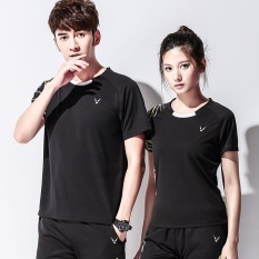Wanita's Olahraga Jas Hitam O-neck Short Sleeve Jersey dan Celana Pendek Bulutangkis Nyaman Bernapas Pakaian-Intl