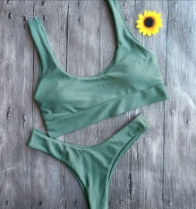 Wanita Musim Panas Setelan Bikini Gaya Seksi Swimming Set Fashion Berselancar Di Setelan 2 Pcs-Hijau-Intl