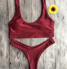 Wanita Musim Panas Setelan Bikini Gaya Seksi Swimming Set Fashion Berselancar Di Setelan 2 Pcs-Merah-Intl