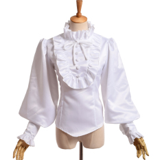 Wanita Victoria Vintage Atasan Blus Kemeja Remaja Punk Gotik (putih)-Internasional (INT: M)