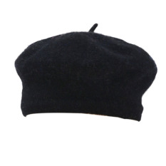 Womens Winter Solid Hangat Wol Beret Lirik Yang Berarti French Topi Kerpus Hitam