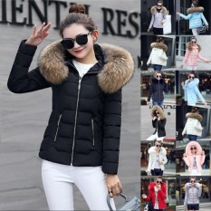 Kekuatan Luar Biasa Terbaru Hot Produk Down & Parkas Cotton Jaket Wanita Wanita Berlapis Kapas Mantel Musim Dingin Bulu Besar Kerah dengan Hoody Plus Ukuran M-3XL-White-Int: 3XL-Intl