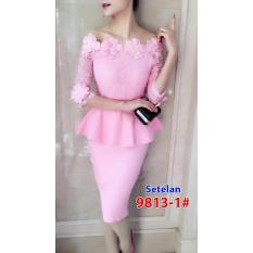 Wow keren - Baju import / Dress import Dress brukat / Stelan brukat / 9813-1