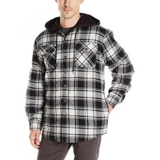 Wrangler Authentics Pria Panjang Lengan Berlapis Berjajar Flanel Jaket dengan Tudung, Kaviar dengan Tudung Hitam, l-Internasional