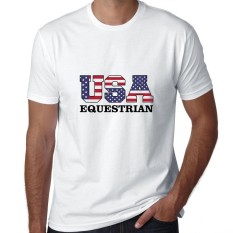 WuXinSu 100% Cotton USA Equestrian-Olimpiade-RIO-Flag Men's White Short-Intl