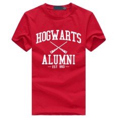WuXinSu Hogwarts Terinspirasi Siswa Magic Pendek T-Shirt untuk Mens American Apparel Kaos Lucu Merah-Intl