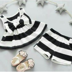 Xavier Baju Setelan Anak Wanita Lucu Salur / Dress Wanita / Usia 1 - 4 Tahun / Baju Setelan Imut NV (caca bbonri)