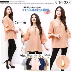 Xavier Blouse Janeta 233 abu Blouse Lengan panjang / lengan ruffle 3/4 / lengan terompet / Blouse Kotak Polos Cewek / Hem Kemeja Baju Wanita Fashion Bangkok / Blus Korean Style / Blouse Wanita Modern / blus wanita terbaru