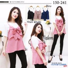 Xavier Blouse Laila 241 Biru Blouse Lengan pendek / lengan ruffle 3/4 / lengan terompet / Blouse Kotak Polos Cewek / Hem Kemeja Baju Wanita Fashion Bangkok / Blus Korean Style / Blouse Wanita Modern / blus wanita terbaru