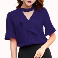 Xavier blouse trendy casual Navy Blouse Lengan panjang / blus jumbo / blus big size / Blouse Polos Cewek / Hem Kemeja Baju Wanita Fashion Bangkok / Blus Korean Style / Blouse Wanita Modern / blus wanita terbaru