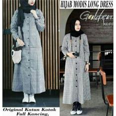 Xavier Atasan Wanita Muslim hijab modis / Tunik Muslim /Kemeja Tunik kotak Aqilla / baju muslim / Kemeja Wanita Lengan Panjang plos Aqua / Long hem Wanita SS