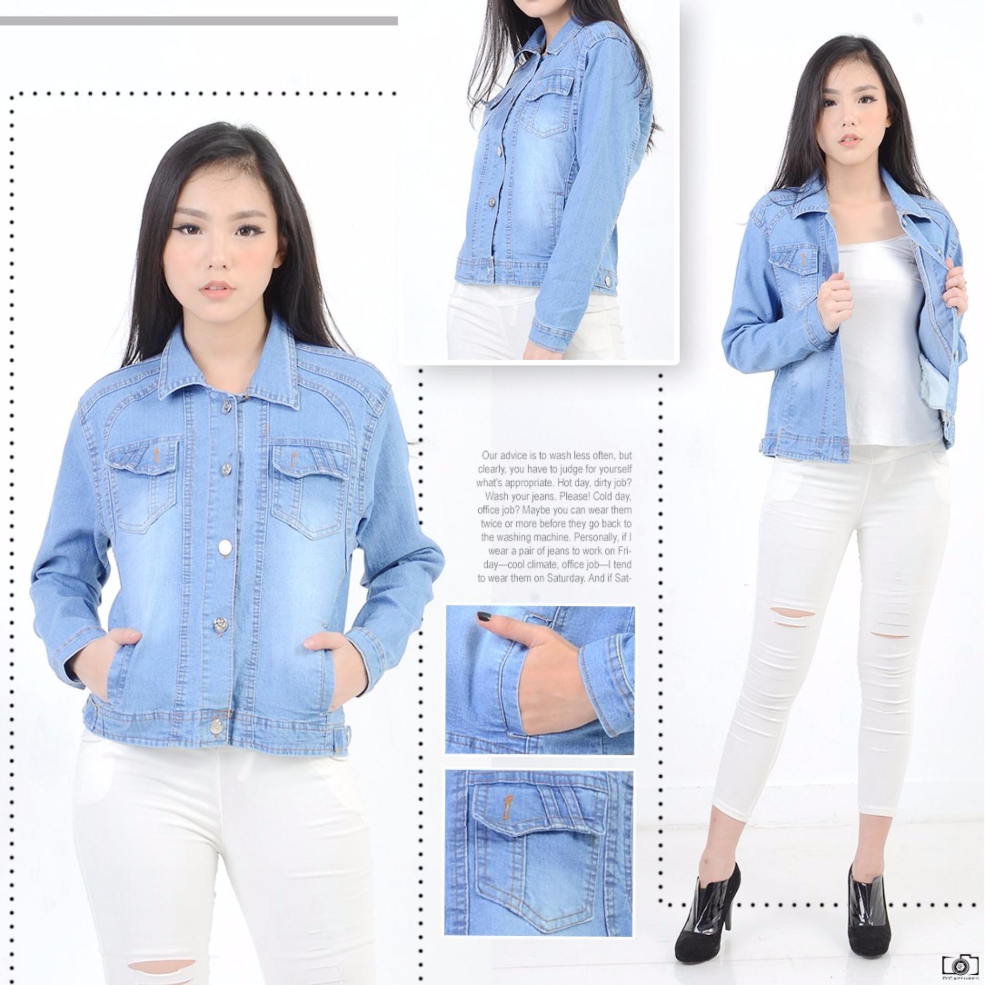 Xavier Jaket Clarissa Jeans [BEST SELLER]  Jaket Denim jins Oversize / Jacket Jeans Wanita Premium / Bomber Parka (loech ingefr)