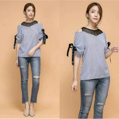 Xavier tile black RSQ Blouse Lengan pendek pita / Blouse Kotak Polos Cewek / Hem Kemeja Baju Wanita Fashion Bangkok / Blus Korean Style / Blouse Wanita Modern / blus wanita terbaru
