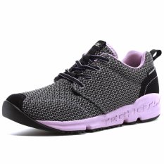 XIANG GUAN Menjalankan Sepatu Bernapas Unisex Outdoor Sports Cross Country Walking Jogging Sneakers-Grey Ungu-Intl