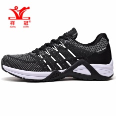 XIANG GUAN Unisex Sepatu Running Mesh Bernapas Pria Sepatu Athletic Ringan Outdoor Wanita Indonesia Ngumpul Di Sini Her Kets-Putih Hitam