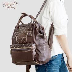 Xiangyu Retro Kulit Lembut Persegi Kotak-kotak Kasual Portabel Tas Ransel (Hitam)