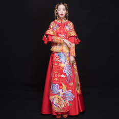 Xiu Wo Layanan Cina Baru Musim Semi Slim Gaun Naga Dan Phoenix Gaun Pengantin Gaun Pengantin (Rumbai Xiu Pakaian)