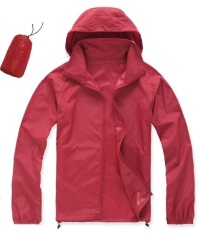 XS-3XL Pria Wanita Jaket Super Ringan Cepat Kering Windbreaker UV Melindungi Coat (Merah)-Intl