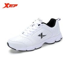 XTEP Brand Light Menjalankan Sepatu Pria Kulit Sepatu Kets Karet Athletic Sepatu Olahraga Outdoor Chusion Sepatu Olahraga (hitam)-Intl