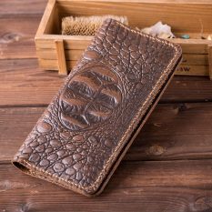 Xuesheng lapisan pertama dari kulit asli buatan tangan pola buaya dompet (Pola buaya coklat)