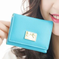 YADAS Jepang dan Korea Selatan perempuan klip Mini Dompet baru wanita dompet (Light Blue)