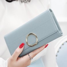 YADAS New Wallet Female Long Paragraph of the Korean Version of the New Fresh Leather Ball Wallet Wallet Student Qian Jia (Blue) - intl