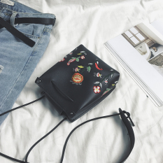 Yang Chic Bordir Baru Musim Panas Uang Kecil Tas HP Tas Wanita (Hitam)