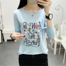 Chic Korea Fashion Style Siswa Pakaian Luar Pakaian Wanita Baju Dalaman Baru Lengan Panjang Kaos (988 * Biru)