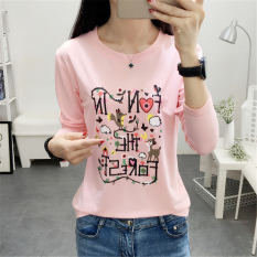 Chic Korea Fashion Style Siswa Pakaian Luar Pakaian Wanita Baju Dalaman Baru Lengan Panjang Kaos (988 * Merah Muda)