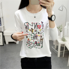 Yang Chic Korea Fashion Style Siswa Pakaian Luar Pakaian Wanita Bottoming Kemeja Baru Lengan Panjang T-shirt (988 * Putih) baju wanita baju atasan kemeja wanita