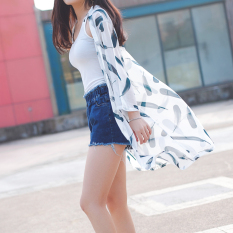 Baju Pelindung Terik Matahari Wanita Lengan 3/4 Model Setengah Panjang Aneka Warna Sifon (Bagian panjang bulu putih)