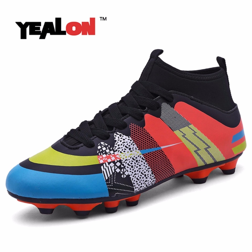 YEALON Superfly Football Boots Chuteira Futebol Soccer Sepatu dengan Kaus Kaki Pria Sepak Bola Cleat Superfly Tinggi Pergelangan Kaki Sneakers-Intl