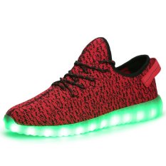 Fashion LED Sepatu Meningkatkan 7 Warna LED Berkedip Luminous Unisex Sneaker Pria Wanita Pasangan Kekasih USB Mengisi Bercahaya English. Sepatu
