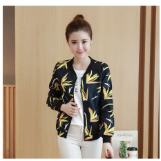 Kuning Bunga Musim Semi Musim Gugur Jaket Wanita Mantel Baseball Jaket Fashion Kasual Jackes Ladies dan Wanita Lambang Pendek Merah Floral Ukuran Cetak S-3XL-Intl