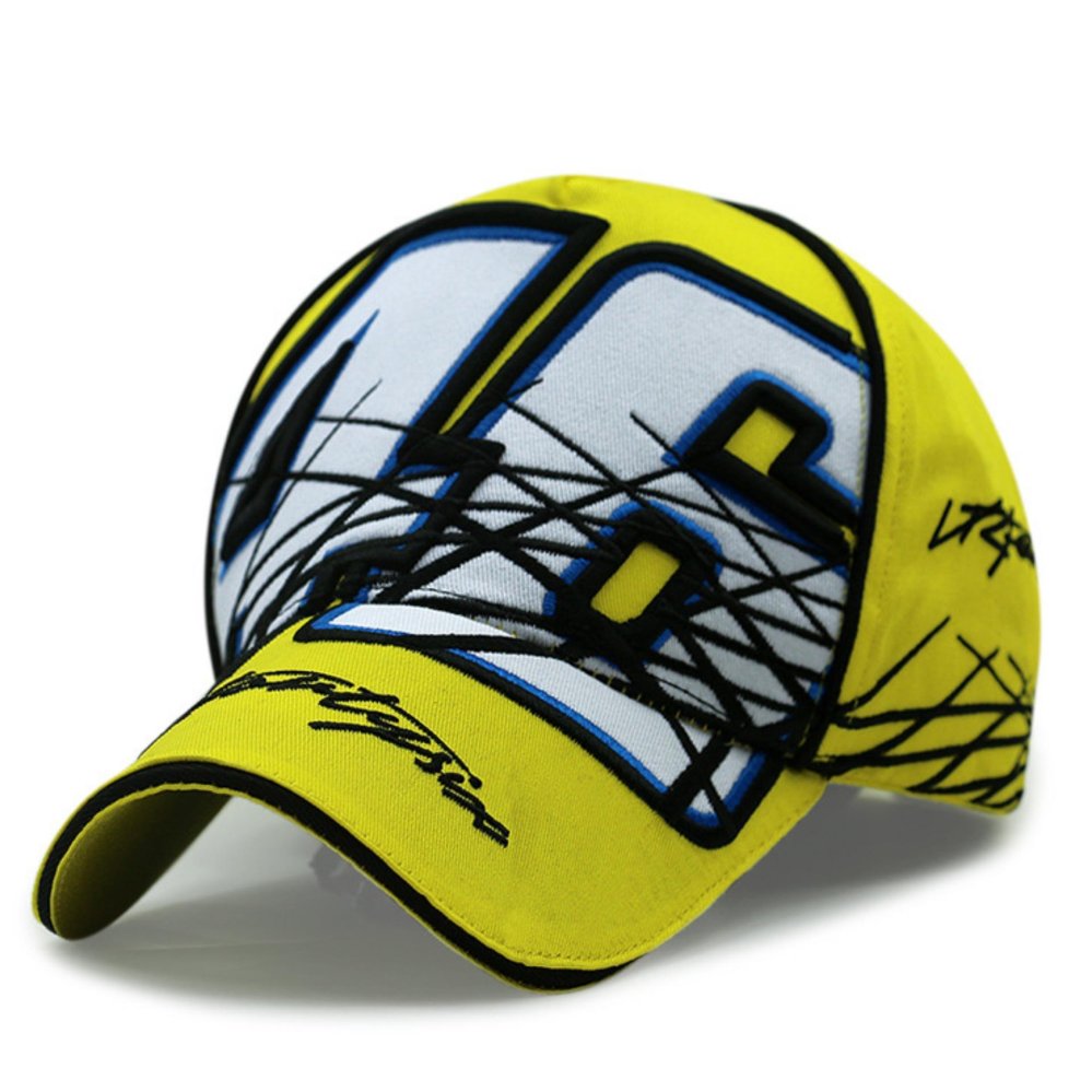 Kuning moto gp pembalap sepeda motor Rossi 46 baseball topi hip hop topi golf snapback ukuran besar (kuning) - International