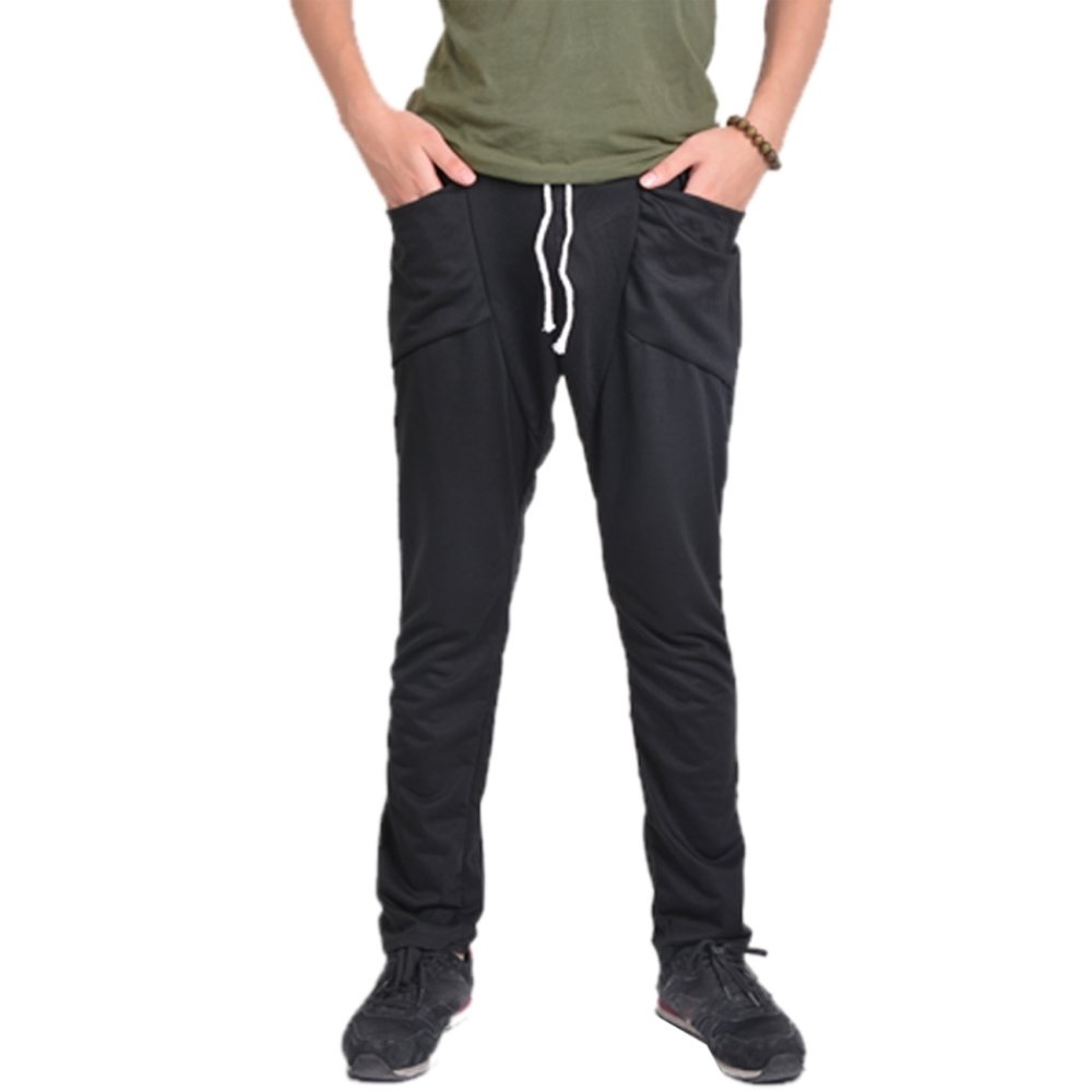 Yidabo Pria Reguler Fit Olahraga Harem Celana Tas Jogging Celana (Hitam)-Intl
