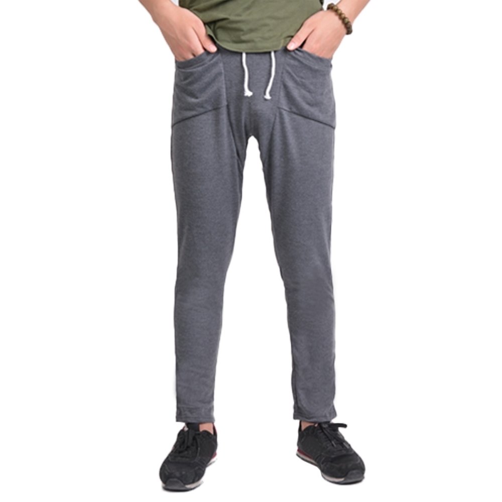 Yidabo Pria Reguler Fit Olahraga Harem Celana Tas Jogging Pria (Abu-abu Tua)-Intl