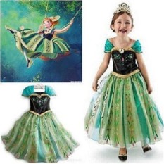 Yika Frozen Anna Kostum Girls Queen Putri Cosplay Pesta Fancy Formal Dress 2-9Y-Intl