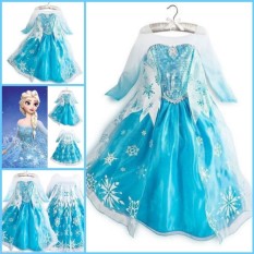 Yika Kids Frozen Elsa Putri Kostum Ratu Cosplay Gadis Fancy Dress 2-9 T Mahkota-Intl
