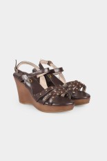 Yongki Komaladi Women Shoes Wedges Wedge Sandals Perempuan Sepatu Wedges Wedge Sandal Chocolate Cokelat Diskon discount murah bazaar baju celana fashion brand branded
