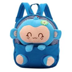 Galeri Anda Baby's Cute 3D Monkey Little Backpack Tas Plush untuk Balita Anak-anak, Biru