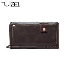 YSLMY Dompet Pria Kulit Asli Sapi Pria Clutch Bag Vintage Panjang WalletsPortabl dengan Handle Tas Telepon Pemegang Kartu JAKARTA HQB1844 -Intl