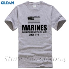 Yuandi DIY Marinir Military Army Men T-Shirt Desain Thanksgiving Day Custom Pendek T Shirts Grey-Intl