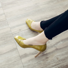 Yuda Korea Modis Gaya Kulit Paten Musim Semi Baru Sepatu Kerja Sepatu Wanita (Hijau)